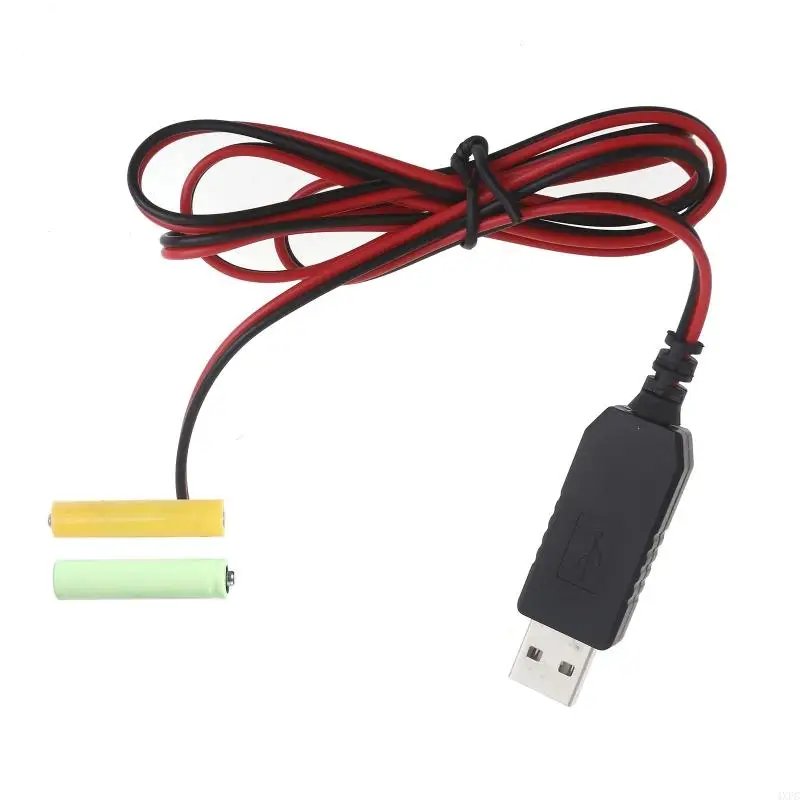 Éliminateurs de piles factices AAA LR03, câble d'alimentation USB, remplacement de piles 2x1.5V, câble d'élimination de la batterie pour lumière LED