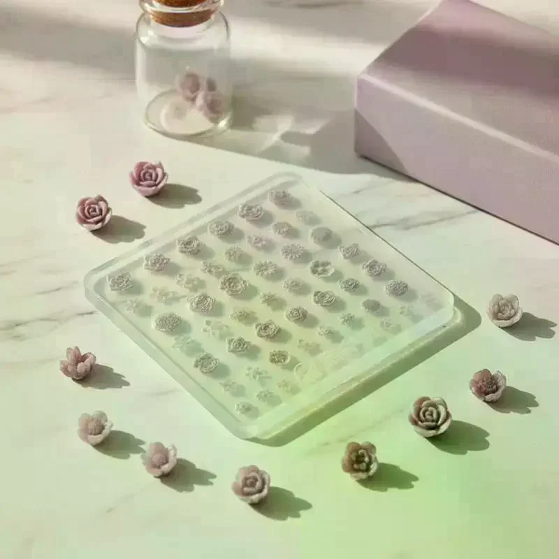 Silicone 3D Mini Flower Mold With Rose Patterns Non Stick Easy Release Perfect For DIY Nail Art Carving Silicone Template