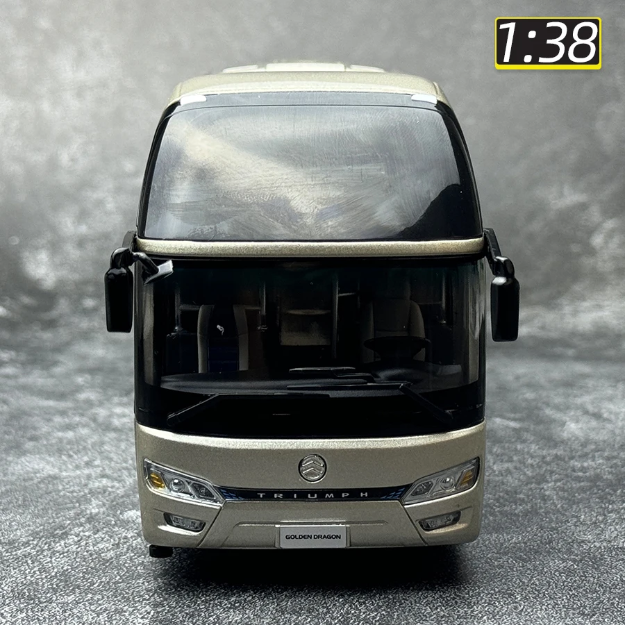 OEM 1:38 Xiamen Golden Travel Kaige Bus Bus model Road version Tour bus car model Holiday gift Birthday gift