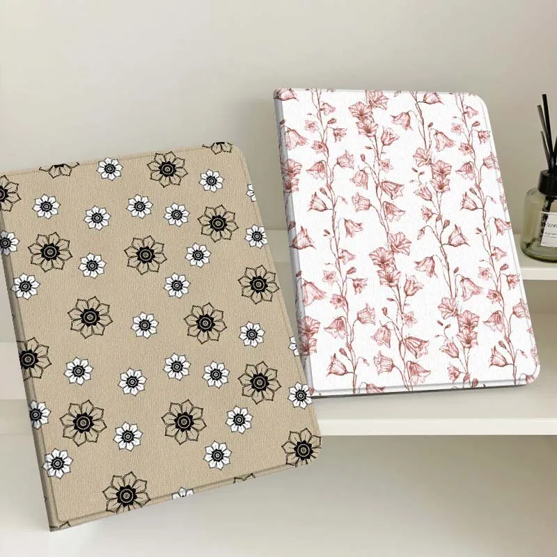 

Cartoon Flower Pattern Design Tablet Case For Samsung Tab Galaxy S6 S11 A A7 A8 A9 A11 10.1 10.4 10.5 Plus Lite Gift