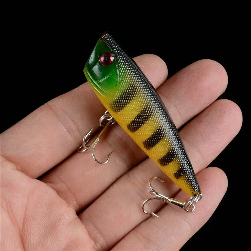 1PCS Popper Fishing Lure Topwater Crankbait Hard Bait 6cm/7g Floating Lures Treble Hooks