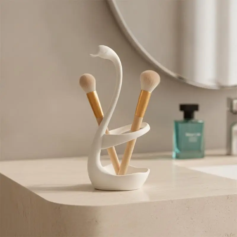 Swan Toothbrush Holder Creative Swan Shape Bathroom Storage Rack Multifunctional Drain Organizer For Bathroom Countertop