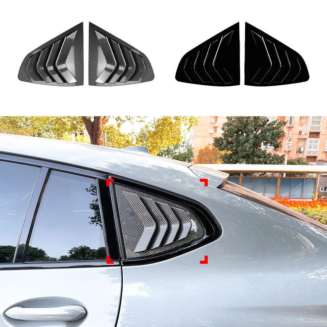 Car Rear Window Shutter Cover Trim For BMW X4 G02 2018-2024 Glossy black/Carbon Fiber look