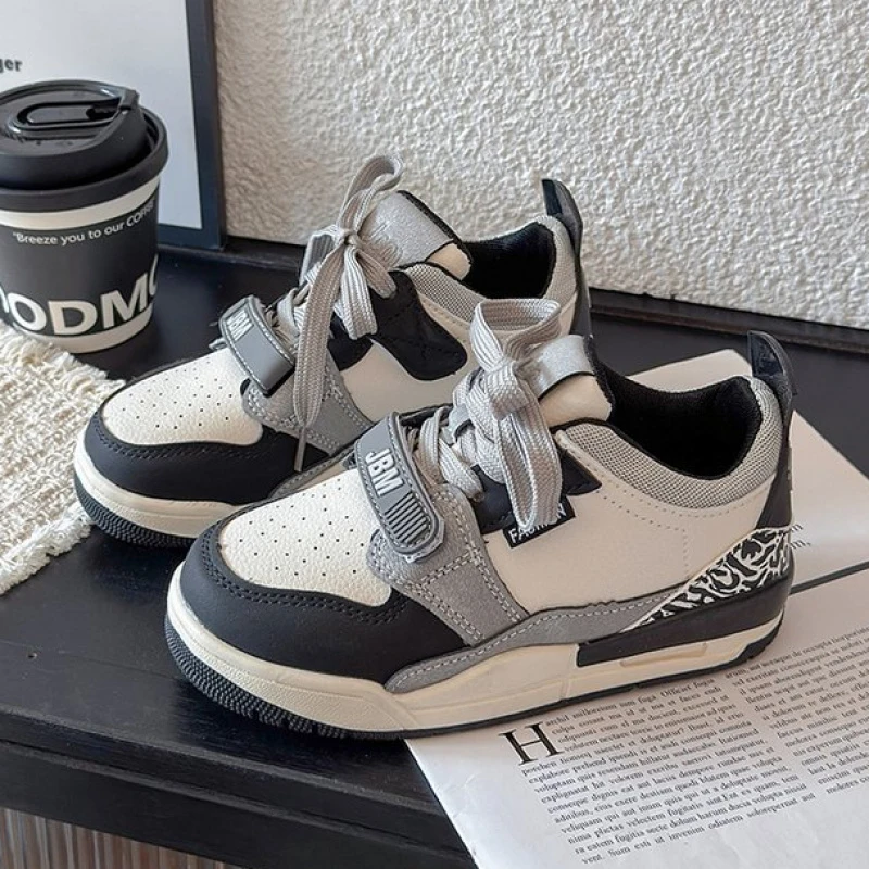 

PU Leather Sport Shoes For Children Mesh Breathable Teenager Kid's Sneakers Anti-slippery Boy's Girl's Running Footwear