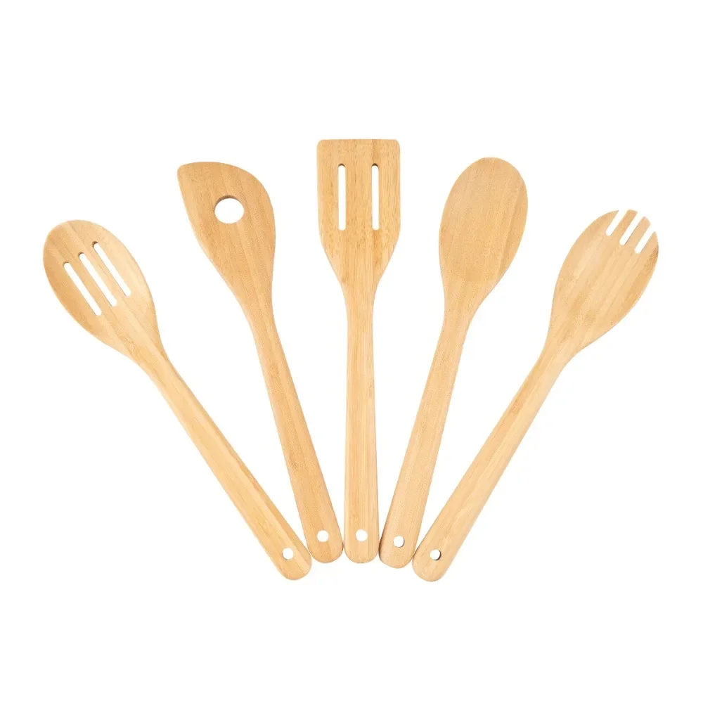 

5pk Hot Sale.Limited time promotion.Bamboo Spoons for Cooking, Kitchen Essential Tools Set.HOME.Free shipping