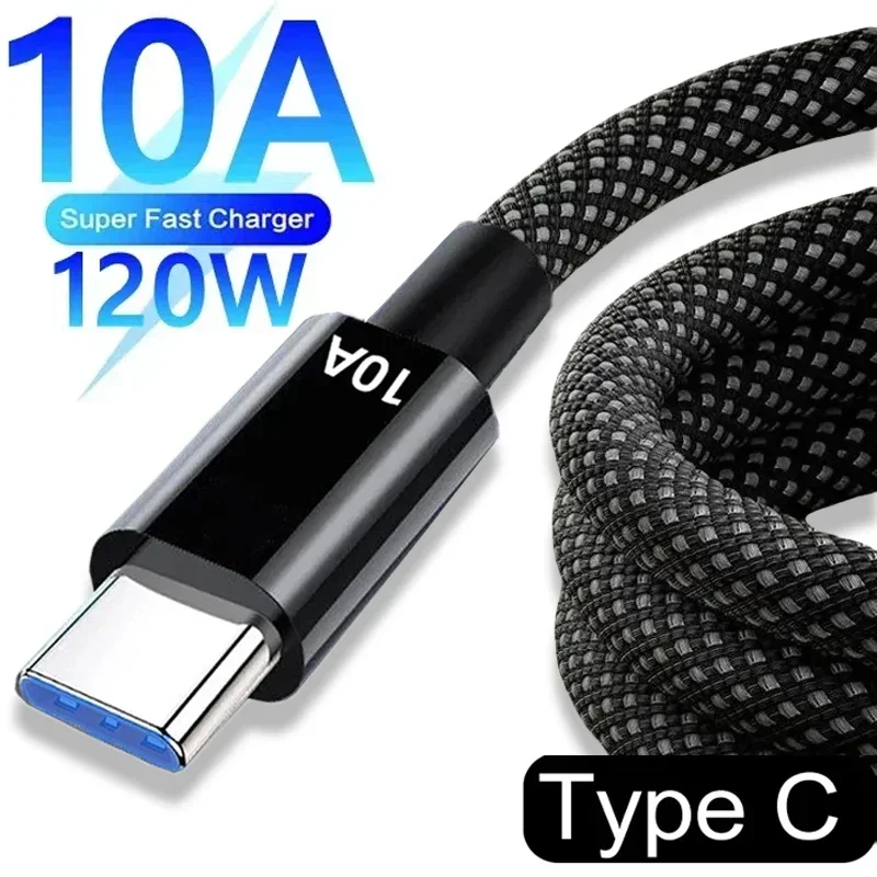 10A 120W Super Fast Charging USB Type C Cable for Huawei P70 P60 P50 Mate60 USB-C Phone Data Cord for Xiaomi 14 Redmi 13 12 POCO