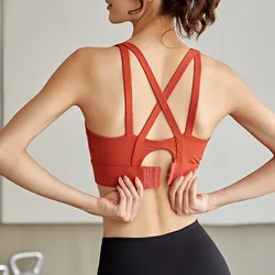 Women Sports Bra Yoga Underwear Fixed Chest Pad Crop Tops Gym Sports Bras For Women Shockproof Fitness Push Up Workout Bralette