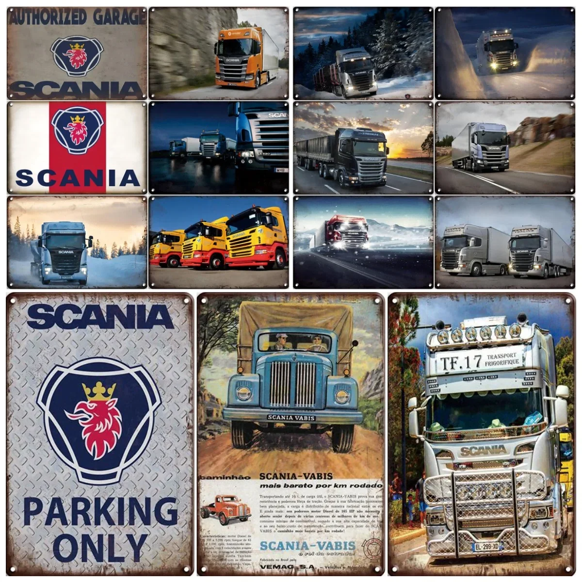 Chic Truck Metal Poster Tin Sign Vintage Scania Art Painting Metal Plate Signs Retro Man Cave Garage Wall Sticker Decor Plaque