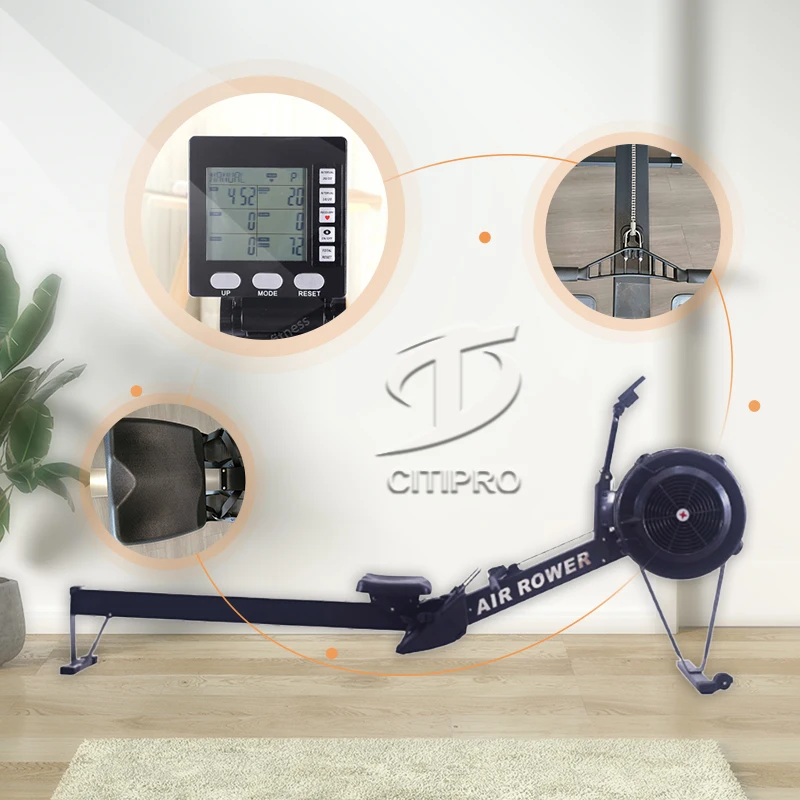 Steel fan air rower for indoor home use, ideal full-body workout rowing machine