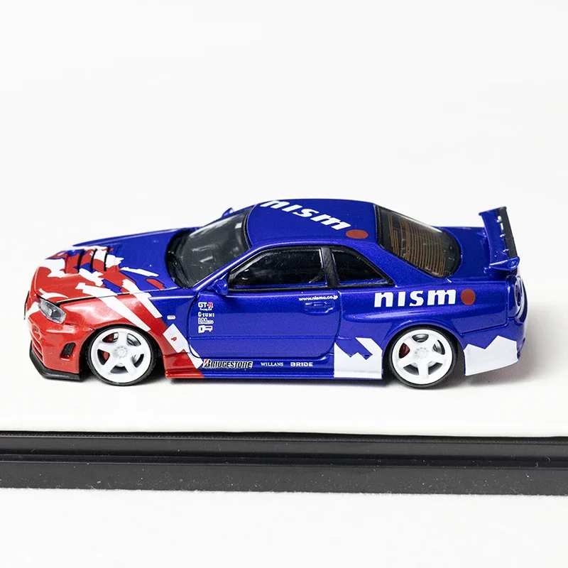 TM 1/64 Nissan GTR R34 Игрушечный автомобиль из сплава, литая под давлением металлическая модель, подарки