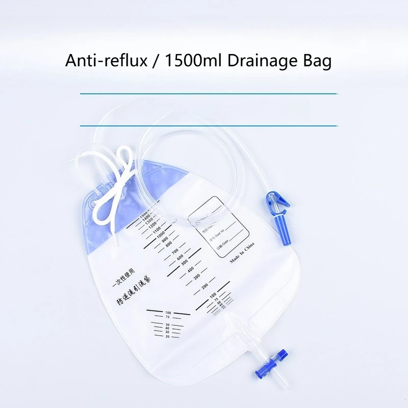 1500ml Disposable Drainage Bag Anti Reflux Urine Collection Cross Valve Leakproof Portable Household Catheterization simpleTool