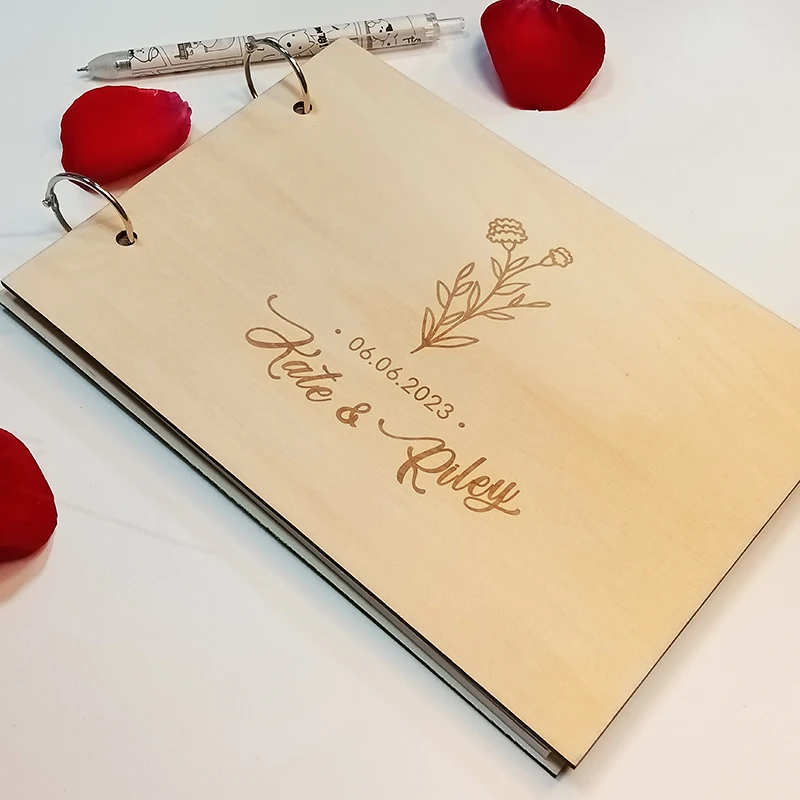 Personalized Guestbook Sign For Wedding Custom Rustic Memory Wooden Guest Signatures Book Album Baptism Mariage Decoration