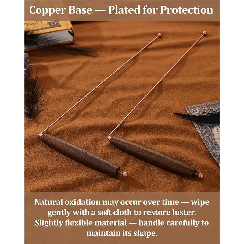 ABZV-Copper Dowsing Rods 2 Pieces-For Ghost Hunting For Water Witching, Gold Finding& Paranormal Question Answering