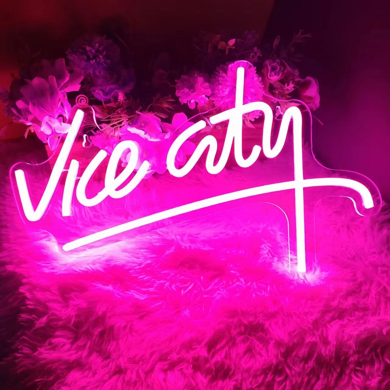 Vice City Pink Neon Sign Led Lights Bedroom Letters USB Powered Game Room Bar Party Indoor Home Arcade Shop Wall Decor