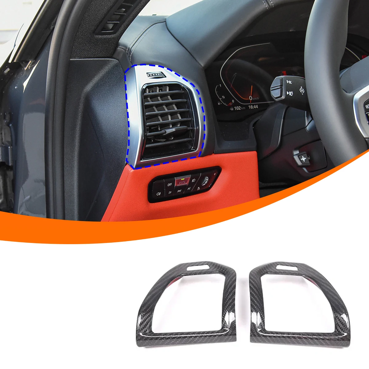 

For BMW 8 Series G14 G15 2019-2022 Real Carbon Fiber Car Air Conditioner Side Air Outlet Cover Trim Sticker Interior Accessories