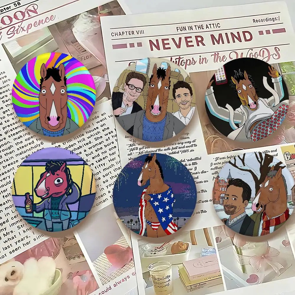 Cartoon B-BoJack H-Horseman Round Exquisite Badge Brooches Creative Pins For Clothes Hat Backpack Gift Accessories