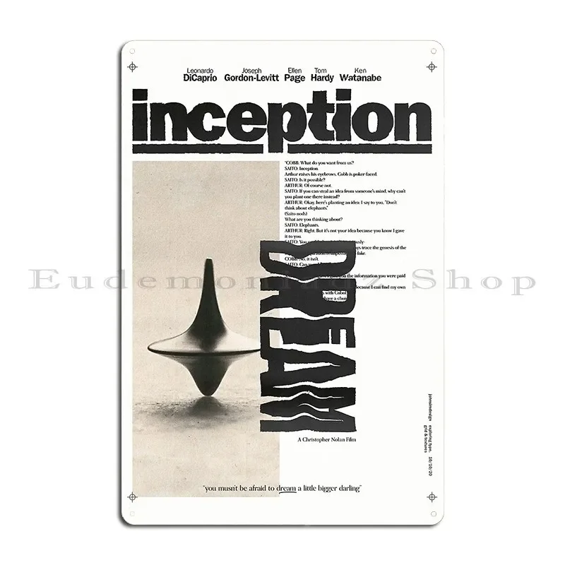 Inception Movie Poster Metal Sign Printing Club Party Create Vintage Garage Tin Sign Poster