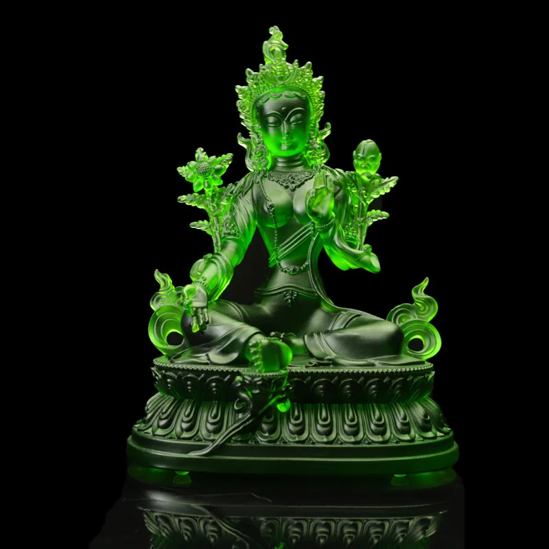 4-9inch Hand Green Tara Green Resin Pocket Tibetan Buddhist Tranic Suppliers Temple/Home/Office Decorate Statue Cratfs