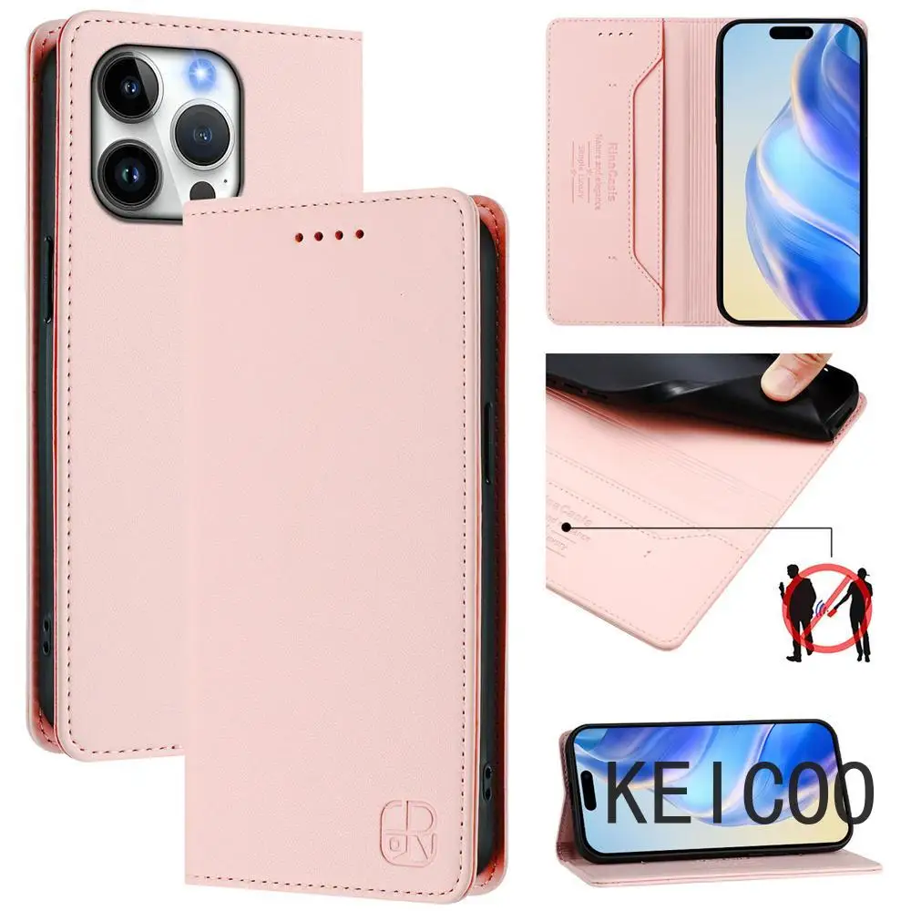 

Anti-theft Brush Magnetic Flip Cover Card Slot Housing for Apple iPhone 13 14 15 16 Mini Pro Plus Max Multifunction Leather Case