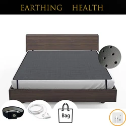 Earthing-sábana de cama Premium, alfombrillas de terapia de suelo para dormir, almohadilla conductora transpirable, antiestática, mejora la salud