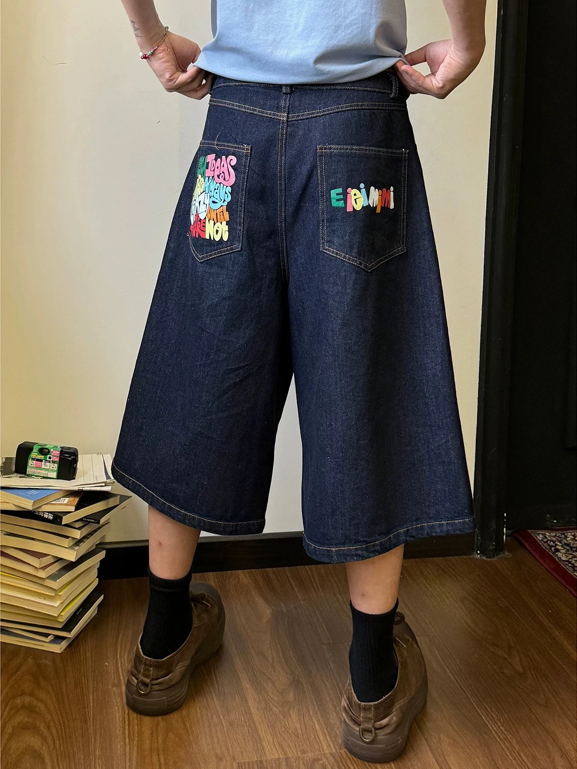 

American Dopane Printed Letter 7/8 Length Jeans Casual Loose Straight Leg Jeans for Men And Women Summer Faion