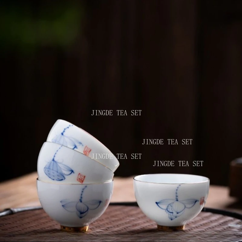 6pcs 50ml Small Tea Cups in A Gift Box Household Chinese White Porcelain Tea Cup Master's Cup Kung Fu Tea Set Drinking Utensils