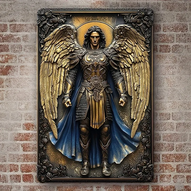 

Archangel Michael Aluminum Wall Sign, Boho Religious Decor for Home, Living Room, Farmhouse, Restaurant, Decorative Wall Poster