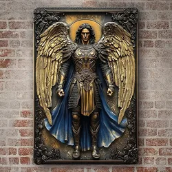 Archangel Michael Aluminum Wall Sign, Boho Religious Decor for Home, Living Room, Farmhouse, Restaurant, Decorative Wall Poster