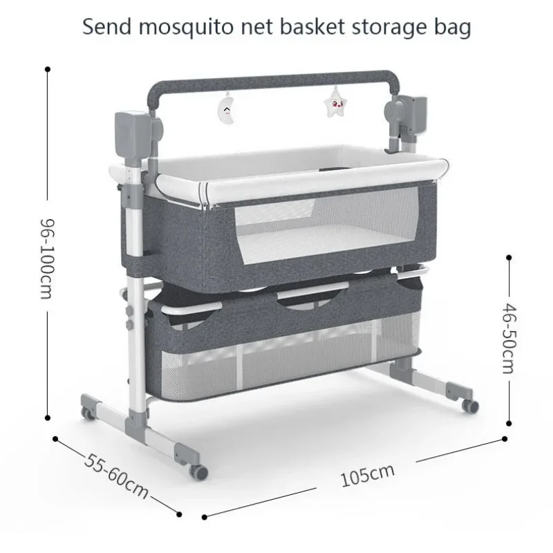 아기 다기능 전기 요람 흔들 침대 흔들 의자, 지능형 아기 coaxing 침대 옆 침대 수면 바구니