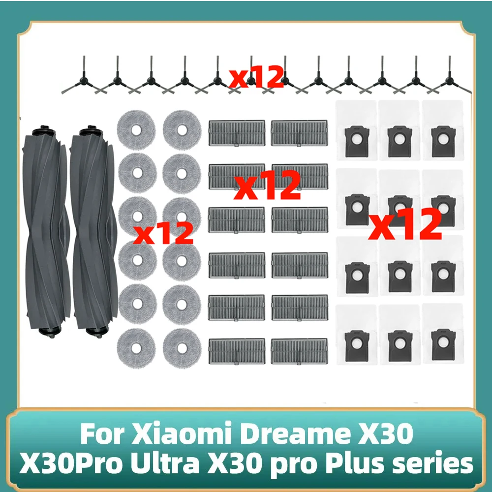 Compatible for Dreame X30 / X30 Pro Ultra / X30 Ultra / X30 pro Plus Main Side Brush Mop Cloths  Filters Dust bag Parts