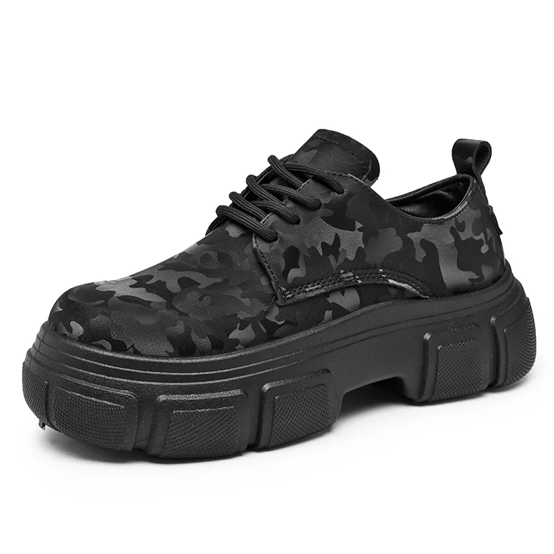 

Men's motorcycle shoes with thick sole, personality cracking, small leather shoes, British style leather shoes, men's shoes