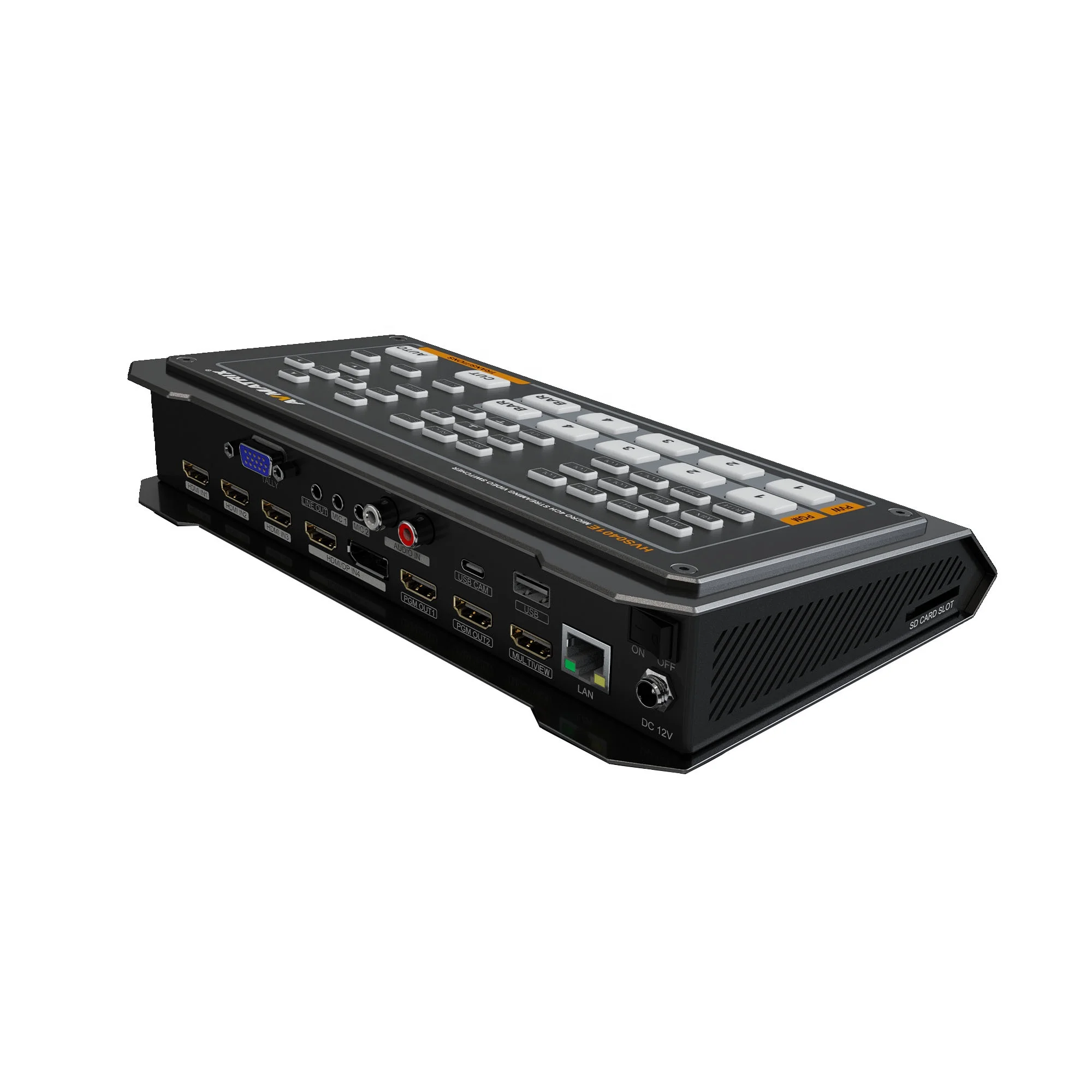 AVMATRIX HVS0401E 5-Channel for HDMI DP Video Switcher and Audio Mixer for OBS Live Streaming with PGM Recording Durable Metal