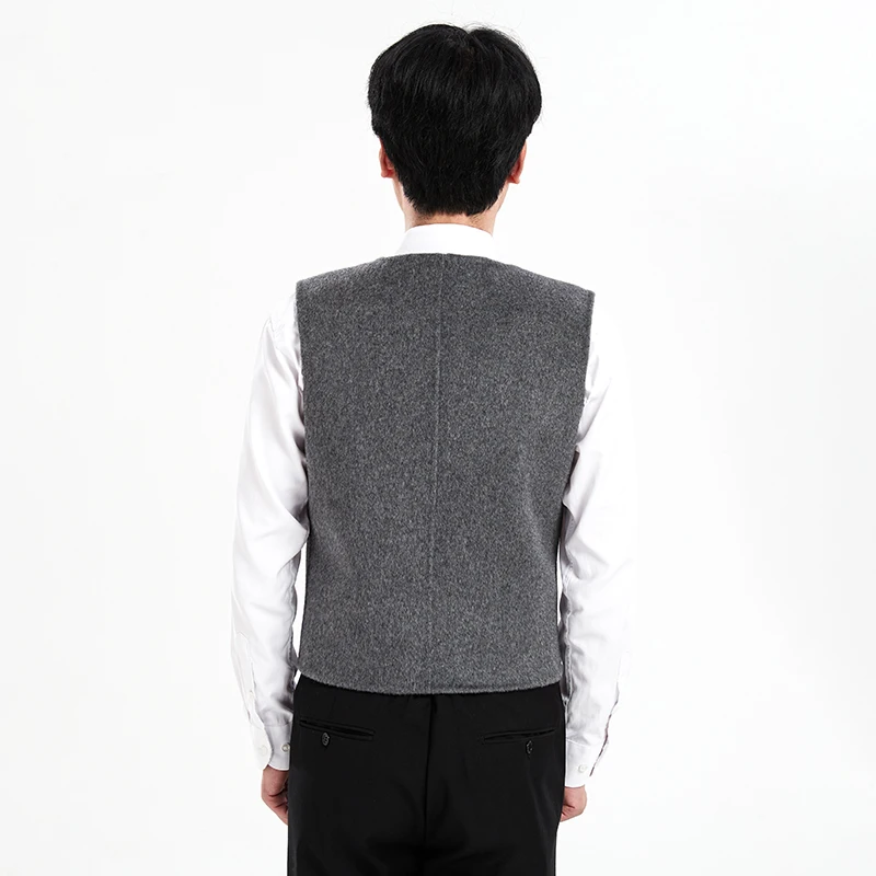 Men's 100% Wool Handmade Double-sided Wool Vest Autumn Winter New V-Neck Cardigan Vest Casual Business Sleeveless Vest