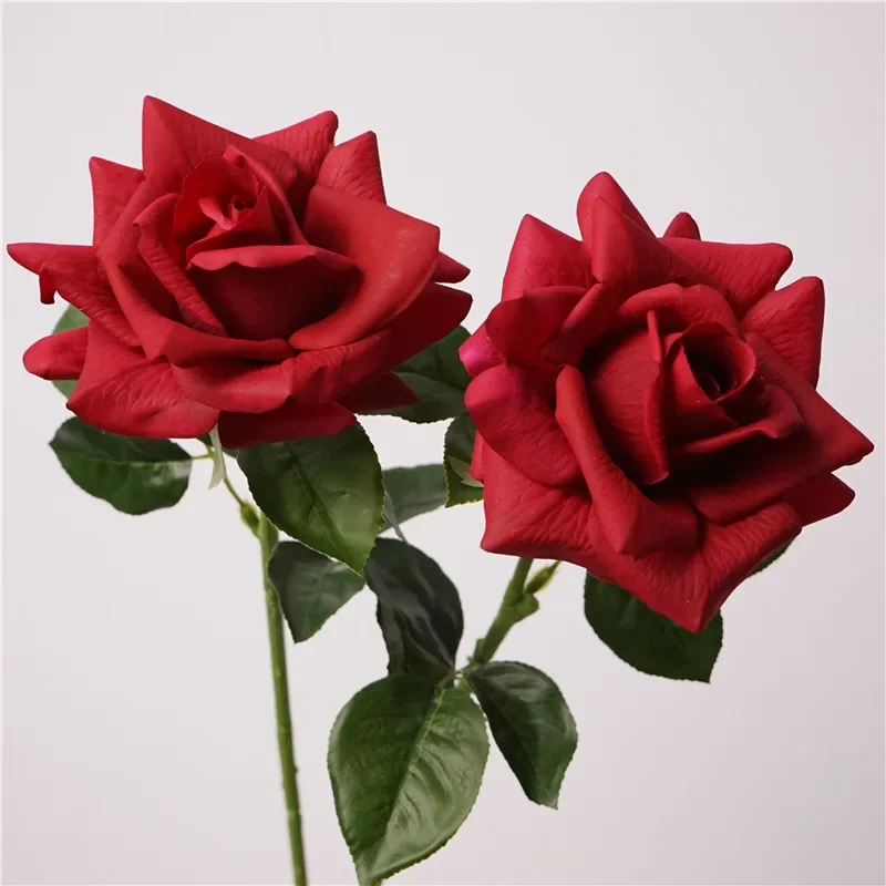 64cm High Quality Artificial Flowers Real Touch Long Branch Horn Roses Wedding Decoration Simulation Red Black Rose Fake Flower