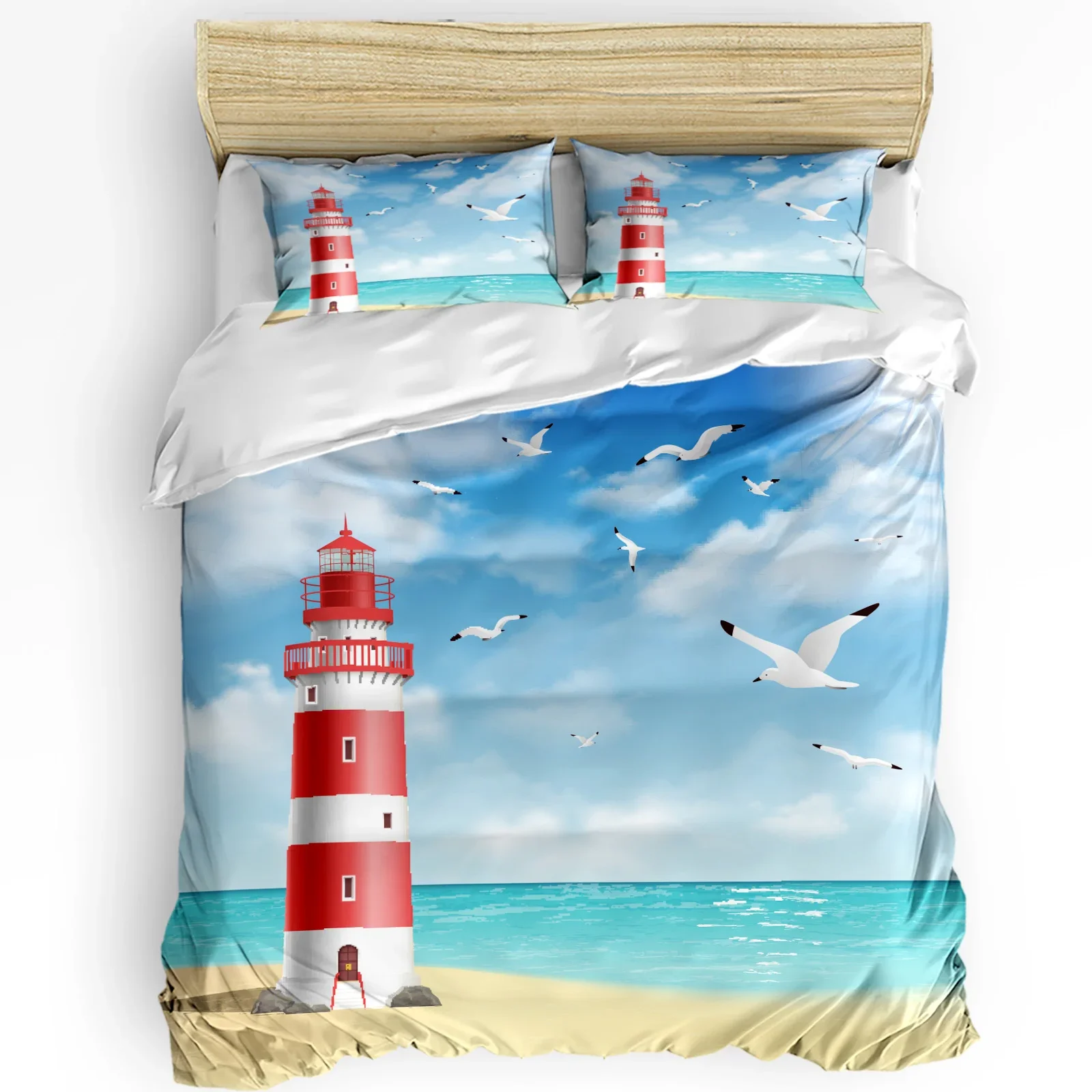 

3pcs Bedding Set Lighthouse Beach Seagull Home Textile Duvet Cover Pillow Case Boy Kid Teen Girl Bedding Covers Set