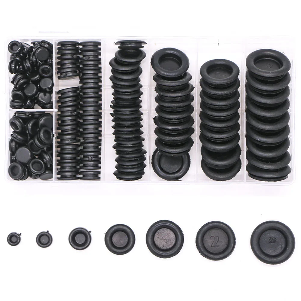 Gasket Ring Rubber Grommet Cables Grommet Kit Sealing Rubber Waterproof 7 Sizes 7-25mm Electrical Plugs Conductor