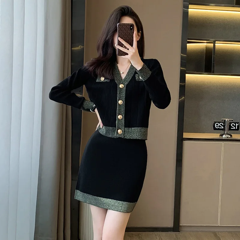 Autumn Women Dresses Suit Fashion Casual Long Sleeved Sweet Girl Style Temperament Commuting Dress Set