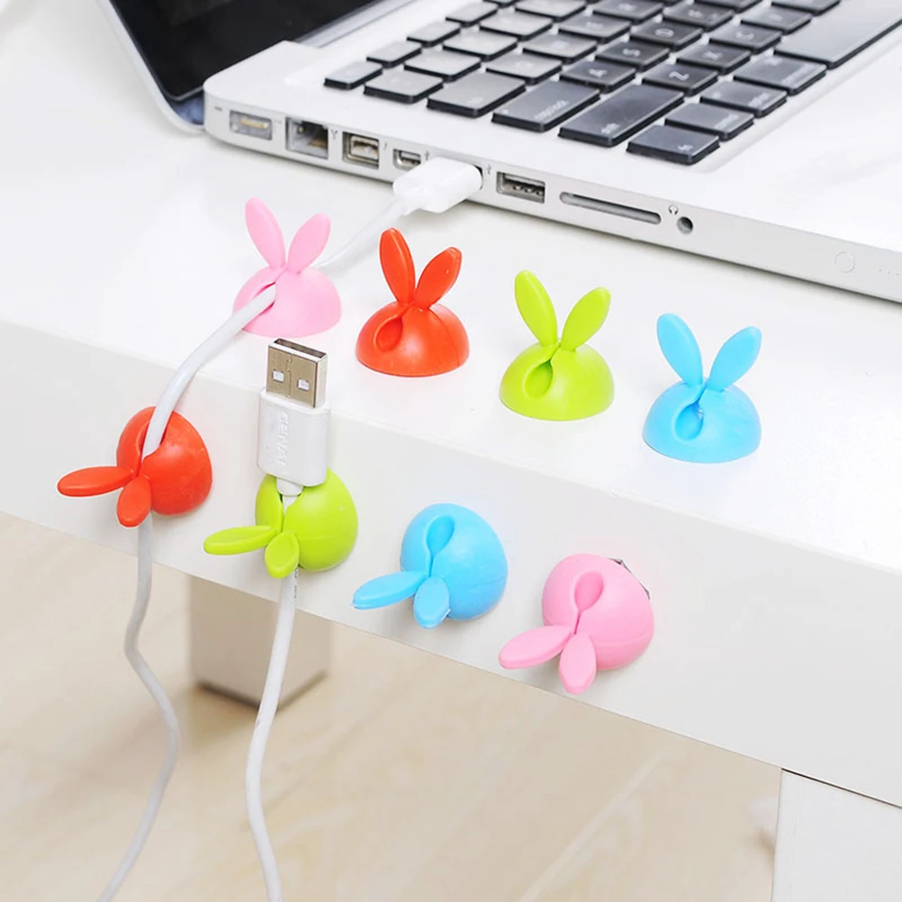 

8 Pcs Wire Fixer Self Adhesive Cord Clips Cable Organizer Rabbit Ears Management