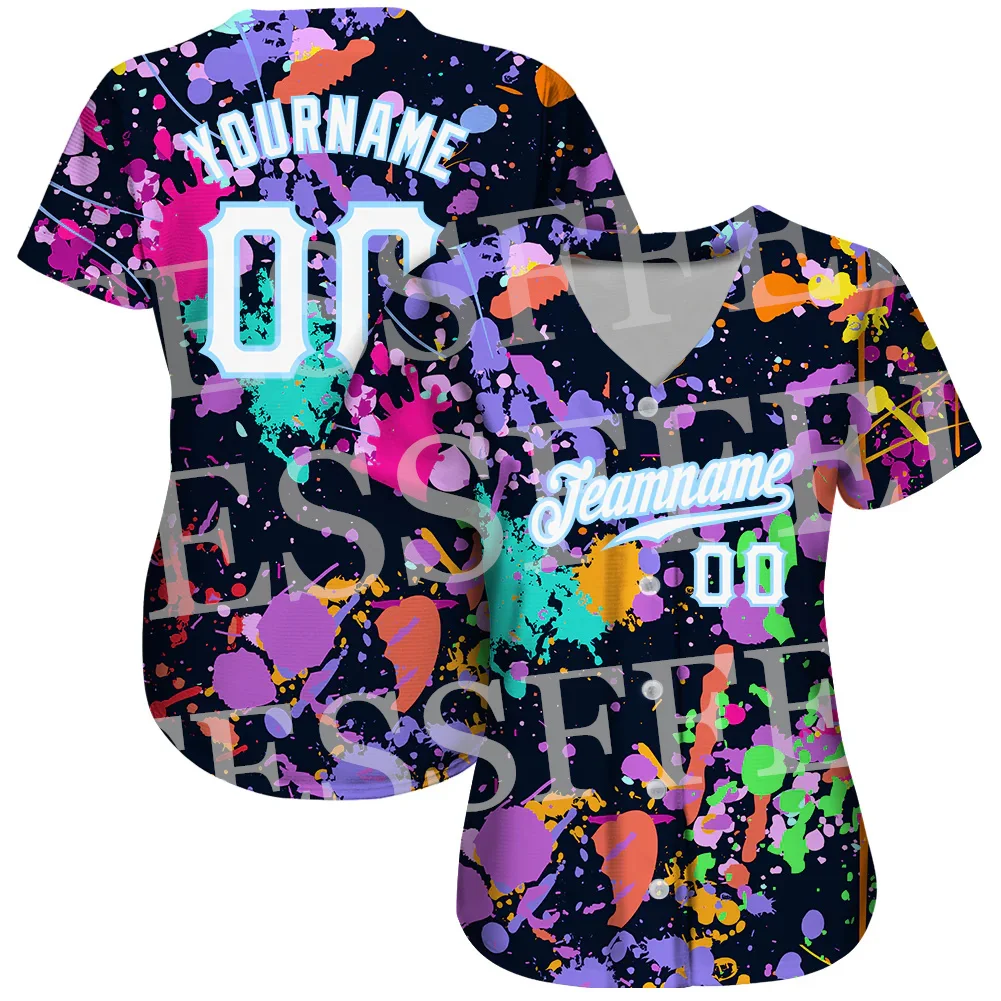 Custom Name Graffiti Gradient Colorful Skull 3DPrint Summer Harajuku Casual Women Girls Baseball Shirts Jersey Short Sleeves N16 image 6