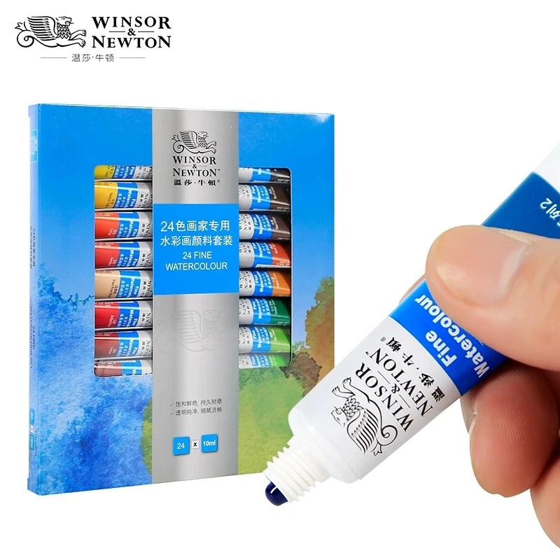 Winsor&Newton Fine zestaw akwareli 12/18/24/36 kolorów 10ml tubki akwarela dla początkujących pędzel do malowania materiały do rysowania — zdjęcie produktu 2