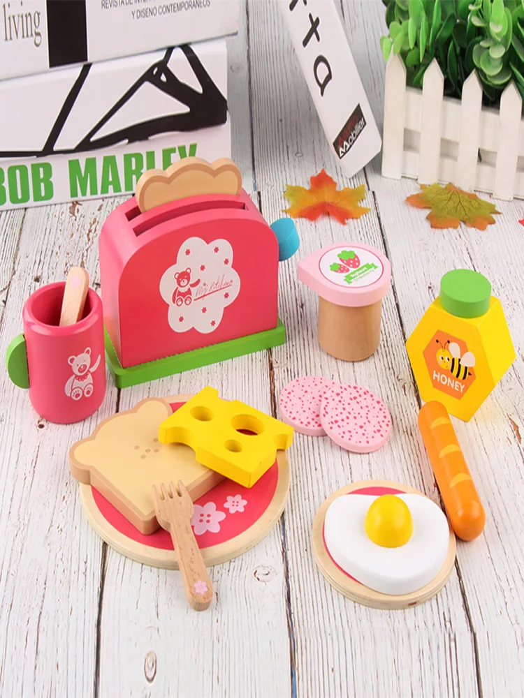 Faire semblant de jouer à la cuisine en bois pour filles, ensemble de thé de l'après-midi, jouets pour enfants, délicieux petit-déjeuner, JxMaker, Montessori, bricolage