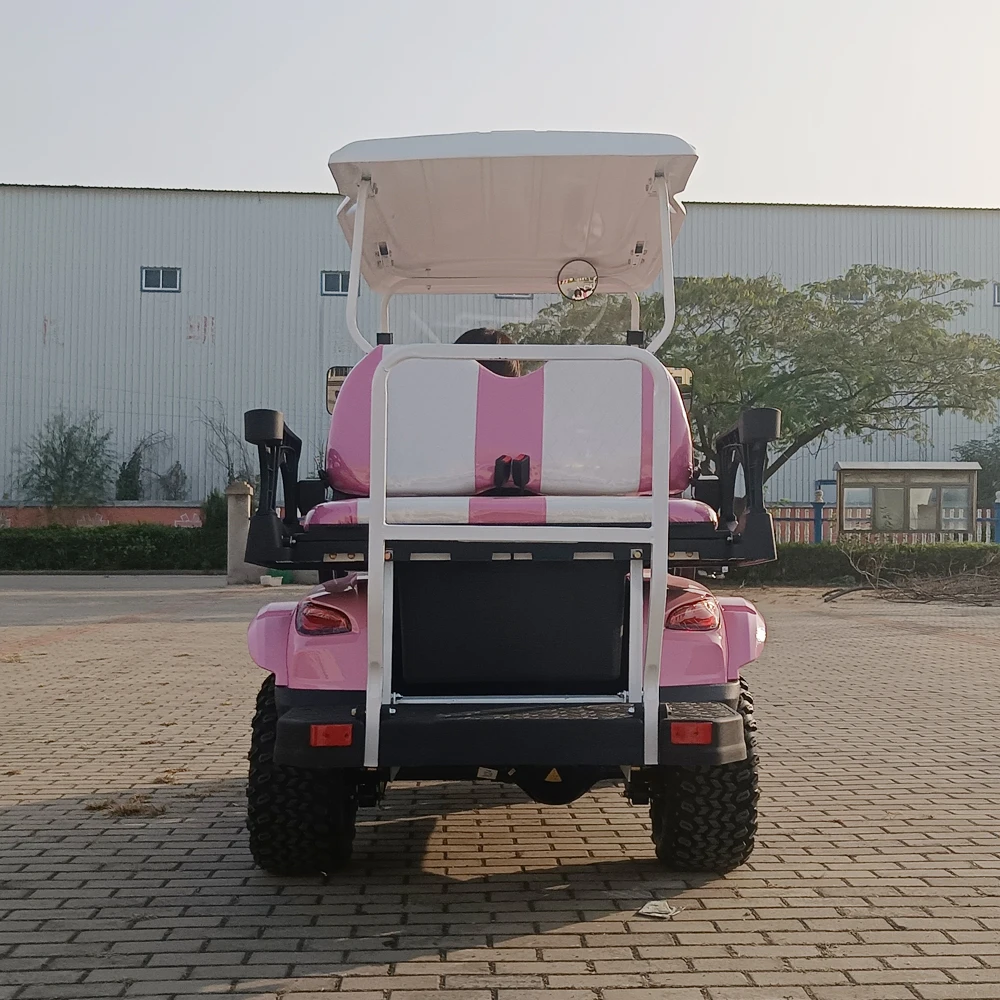 Comfortable 48V 4 Wheel 4 Seater Pink Golf Carts Quality 4000W Motor Golf Scooter Electric Cart 3 - 4 People Travel Golf Carts