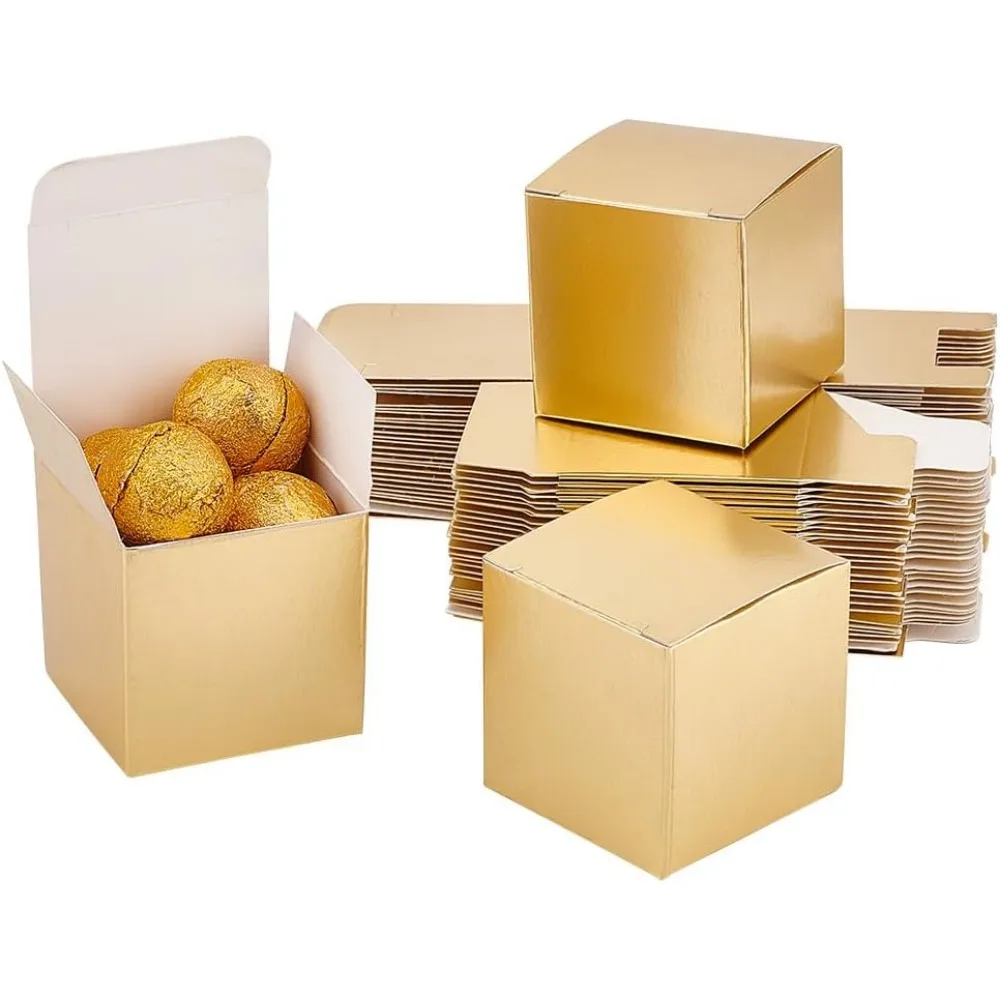 30 Uds Mini cajas de cartón plateadas 2x2x2 pulgadas caja de regalo de Navidad cajas de panadería para galletas cajas de dulces contenedores de pasteles para Navidad