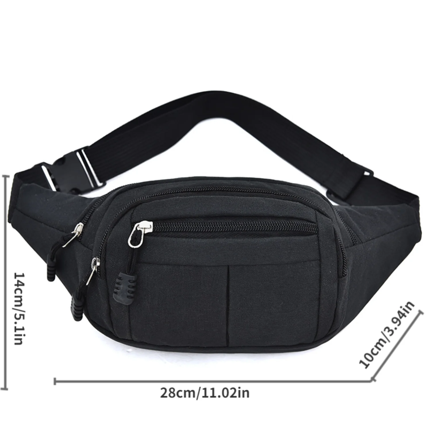 1pc Black Simple Waist Bag, New Fashion Fanny Bag Crossbody Bag, Casual Lightweight Bumbag, Mobile Phone Bag, Multi-layer Design