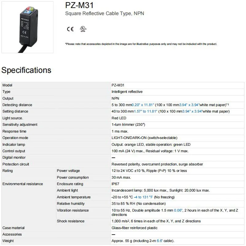 PZ-M31 New Original KEYENCE Square NPN photoelectric switch sensor, large quantity in stock, welcome to consult