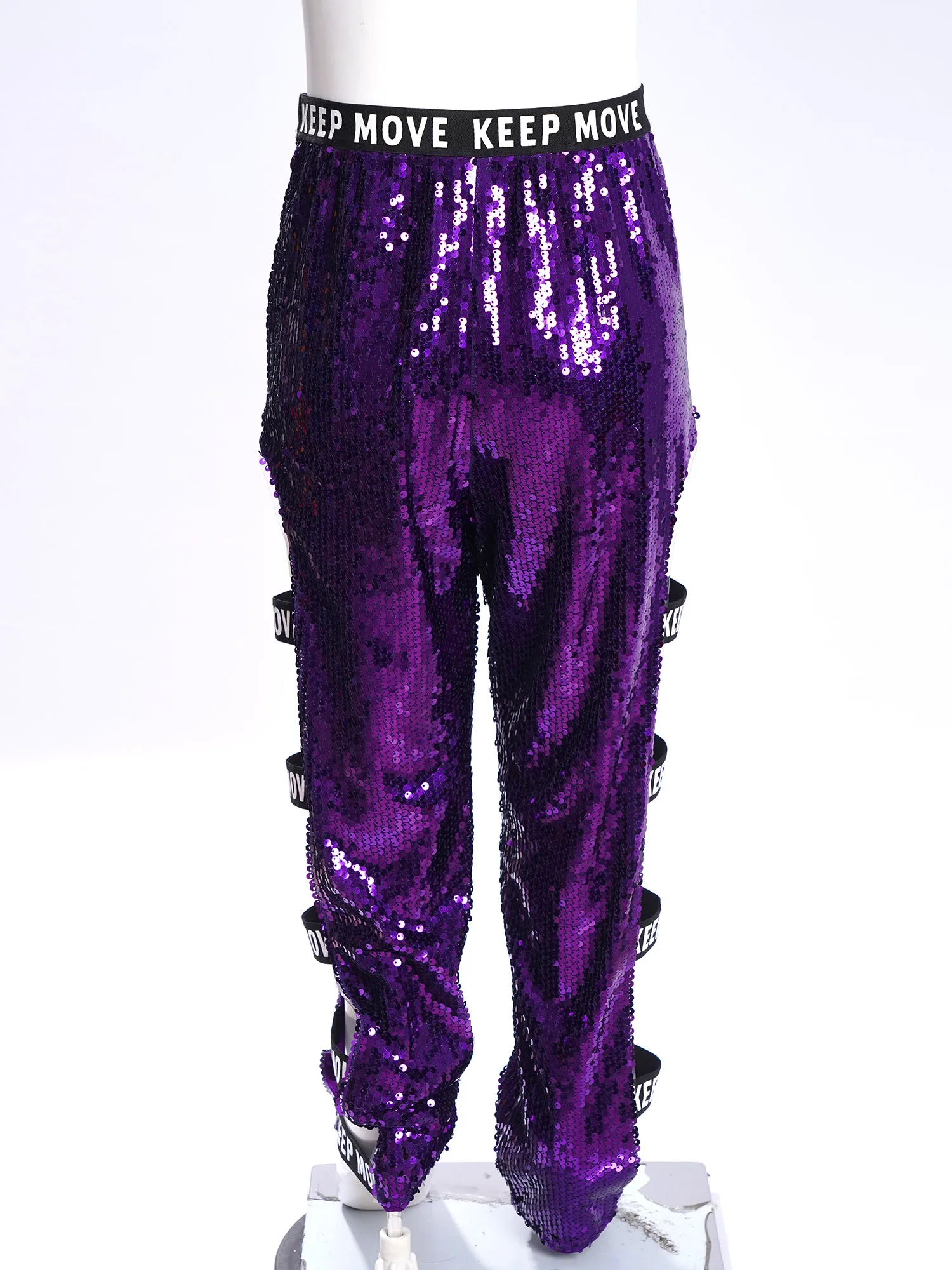 Jungen Mädchen Jazz Street Dance Kostüm Kinder Ausschnitt Glitzernde Pailletten Hosen Hosen Hip Hop Moderne Disco Party Performance Dancewear