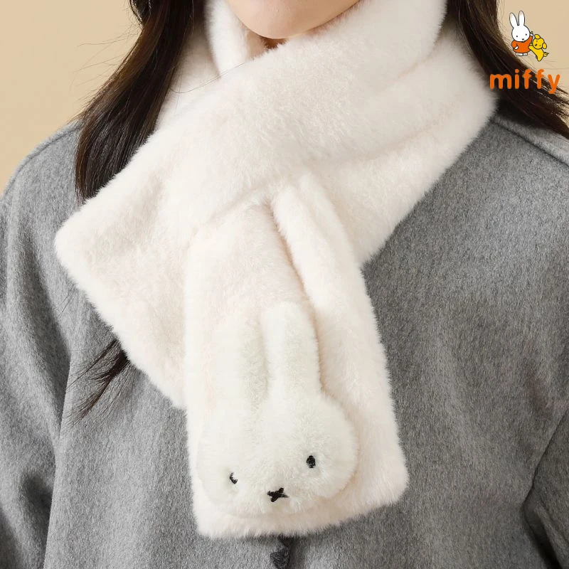 

Kawaii Miffy Scarf Winter Cartoon Warm Plush Cropped Scarf Student Dopamine Fashion Anime Accessories Girl Perfect Birthday Gift