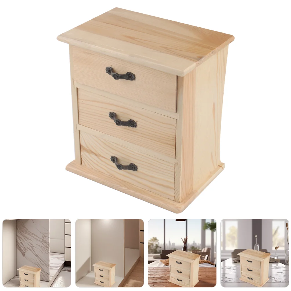 Bureau opbergdoos miniatuur kasten voor poppenhuis ornamenten houten laden make-up organizer