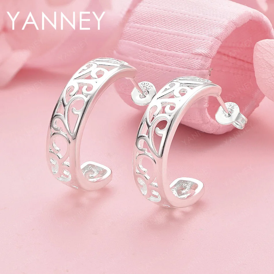 

Женские серьги из стерлингового серебра 925 пробы с нежным ажурным узором - свадебные модные ювелирные аксессуары для вечеринок