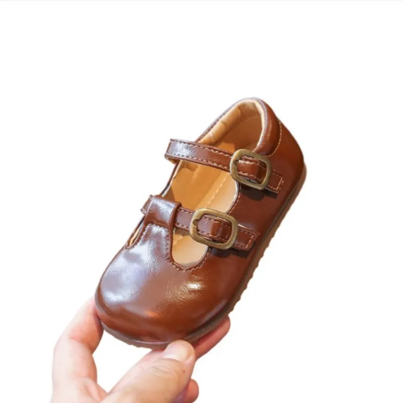 

Children's Fashion Leather Shoes 2025 Autumn New Edition Girls' Soft Bottom French Round Head Scoop Shoes One Step Casual Shoes